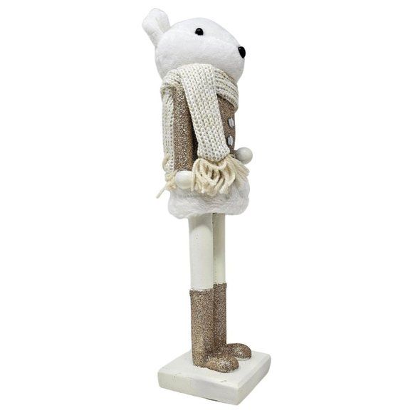 Winter White Teddy Bear Nutcracker 14", Party Decor Gift - Picture 3 of 5